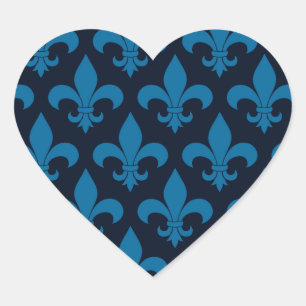 French Fleur de lis Pattern Classic Heart Sticker