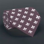 French Fleur de Lis Pattern Dark Mauve Purple Tie<br><div class="desc">This design features a traditional French fleur de lis pattern in white on a dark mauve purple background. Ideal for groomsmen in a mauve or purple themed wedding.</div>