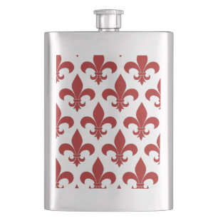 French Fleur de lis Pattern Hip Flask