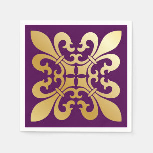 French Fleur de Lis Symbols Purple Napkin