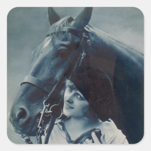 French Flirt - Glamour Girl and Her Horse Square Sticker