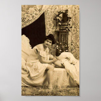 French Flirt  - Vintage Pinup Girl Poster