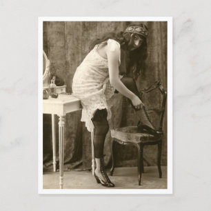 French Flirt  - Vintage Pinup Postcard