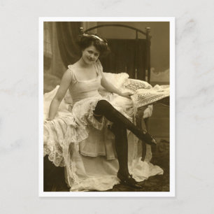 French Flirt  - Vintage Pinup Postcard