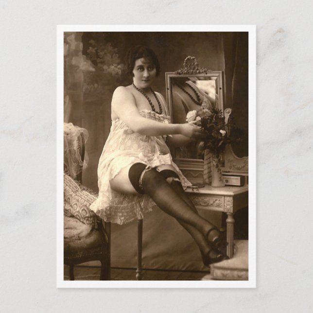 French Flirt  - Vintage Pinup Postcard (Front)