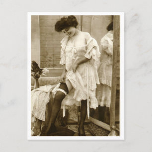 French Flirt  - Vintage Pinup Postcard