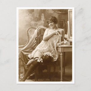 French Flirt  - Vintage Pinup Postcard