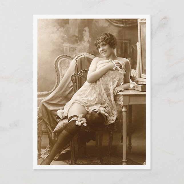 French Flirt  - Vintage Pinup Postcard (Front)
