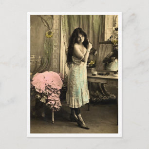 French Flirt  - Vintage Pinup Postcard