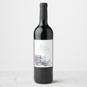 French Floral Bonjour Bébé Macaron Baby Shower Wine Label