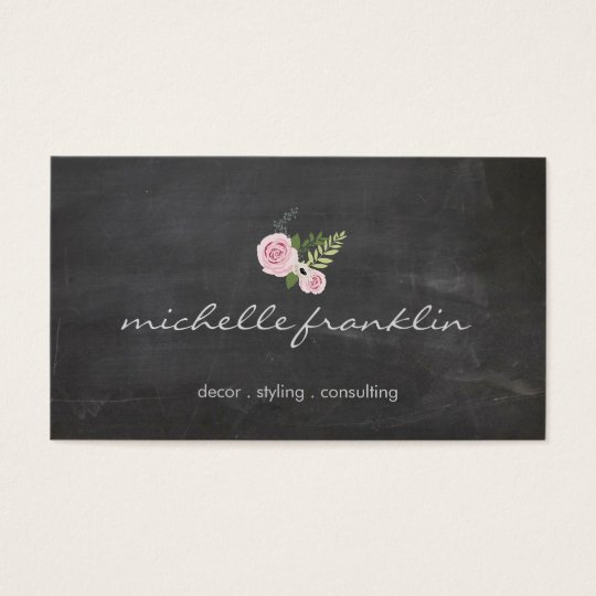 FRENCH FLORAL BOUQUET on CHALKBOARD Business Card