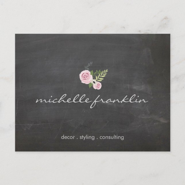 FRENCH FLORAL BOUQUET on CHALKBOARD Postcard (Front)