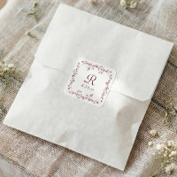 French Floral Burgundy Dark Red Monogram Wedding