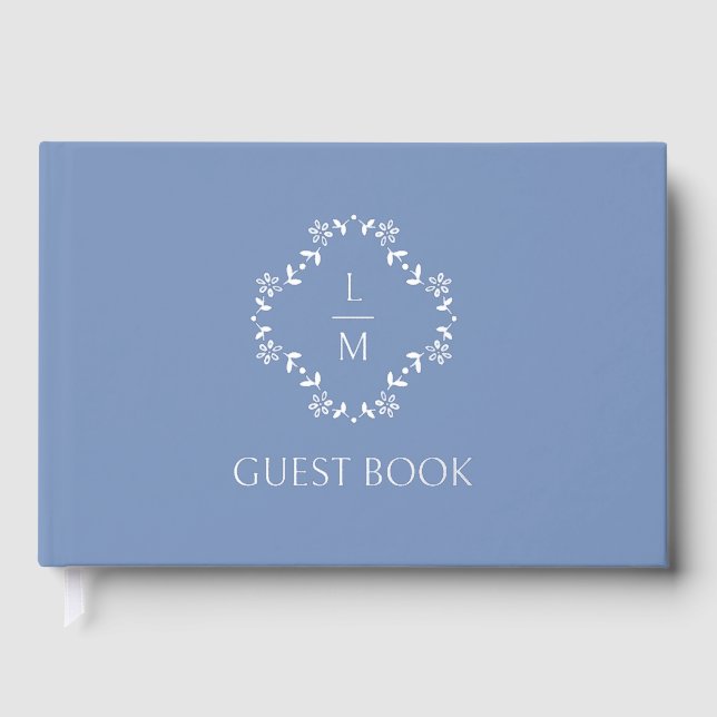 French Floral Couple Monogram Wedding  Guest Book (Front)