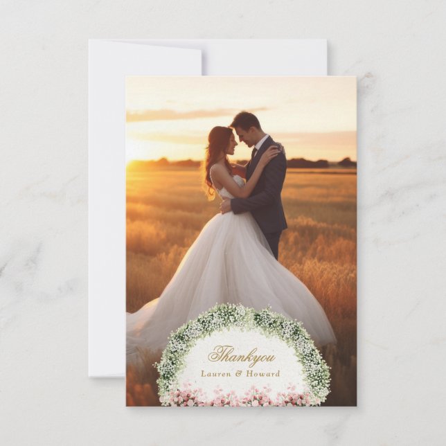 french floral garden chateau wedding thank you card (Front)