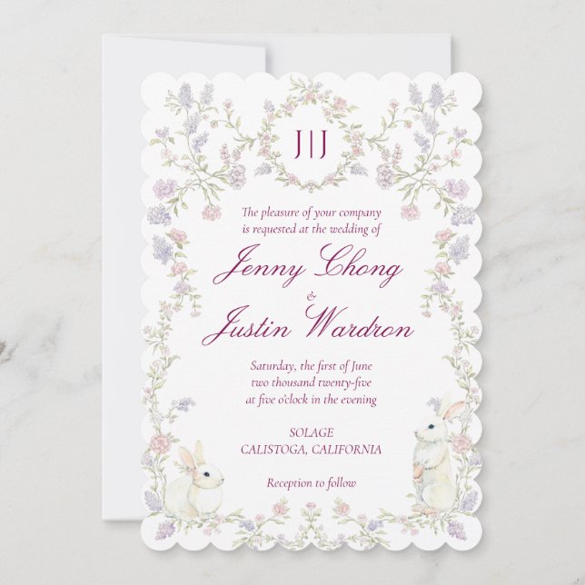 French Floral Garden  Invitation (Back)