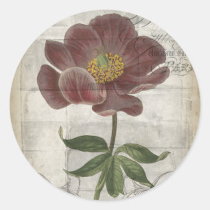 French Floral I Classic Round Sticker