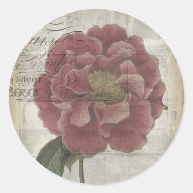 French Floral III Classic Round Sticker (Front)