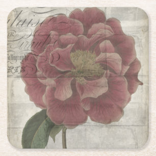 French Floral III Square Paper Coaster