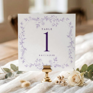 French Floral Light Purple Wedding Table Numbers