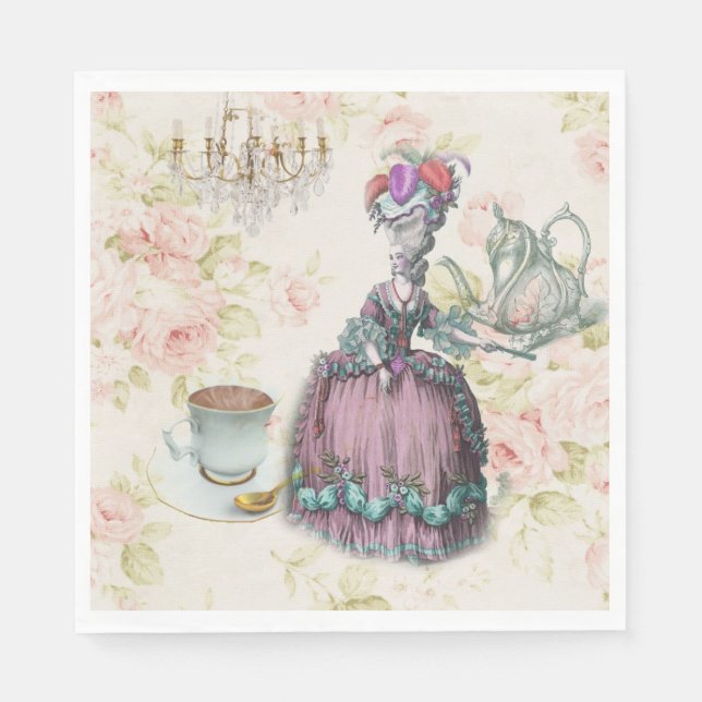 French floral Marie Antoinette Paris Tea Party  Napkin (Front)