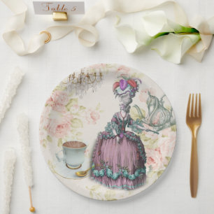 French floral Marie Antoinette Paris Tea Party  Paper Plate
