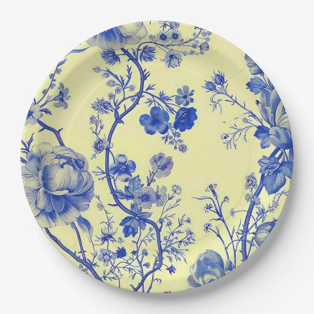 French Floral Paper Plates (Front)