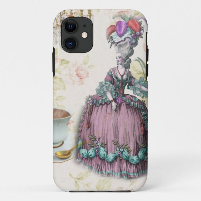 French floral Paris Tea Party Marie Antoinette Case-Mate iPhone Case (Back)