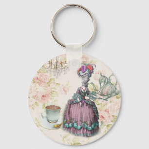 French floral Paris Tea Party Marie Antoinette Key Ring