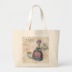 French floral Paris Tea Party Marie Antoinette Large Tote Bag
