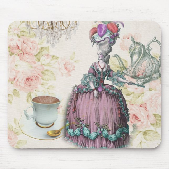 French floral Paris Tea Party Marie Antoinette Mouse Mat (Front)