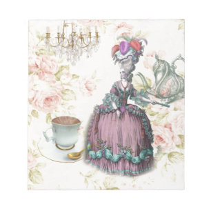 French floral Paris Tea Party Marie Antoinette Notepad