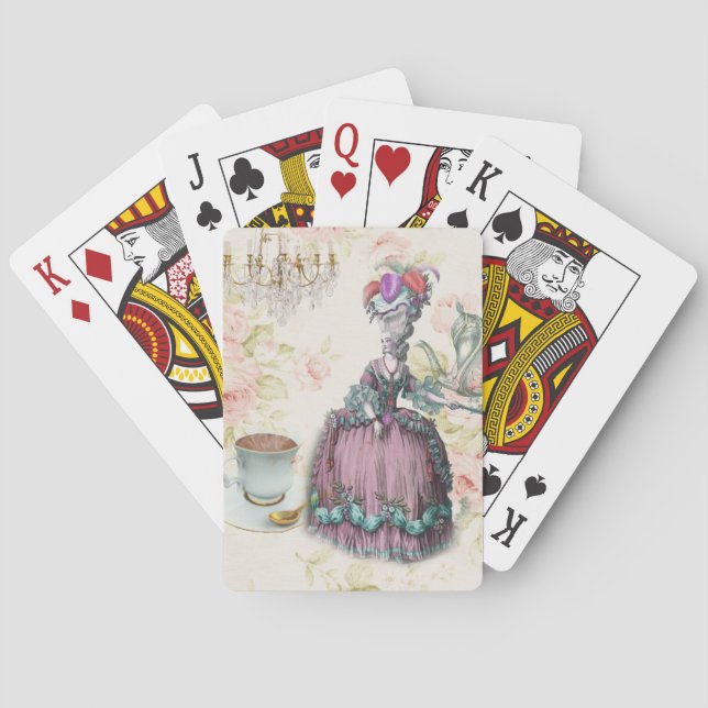 French floral Paris Tea Party Marie Antoinette Playing Cards (Back)