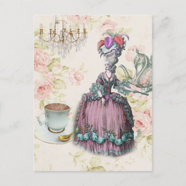 French floral Paris Tea Party Marie Antoinette Postcard (Front)