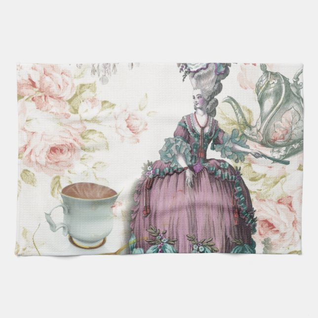 French floral Paris Tea Party Marie Antoinette Tea Towel (Horizontal)