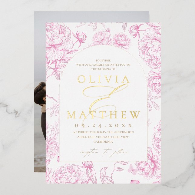 French Floral Peony Wedding  (Front/Back)
