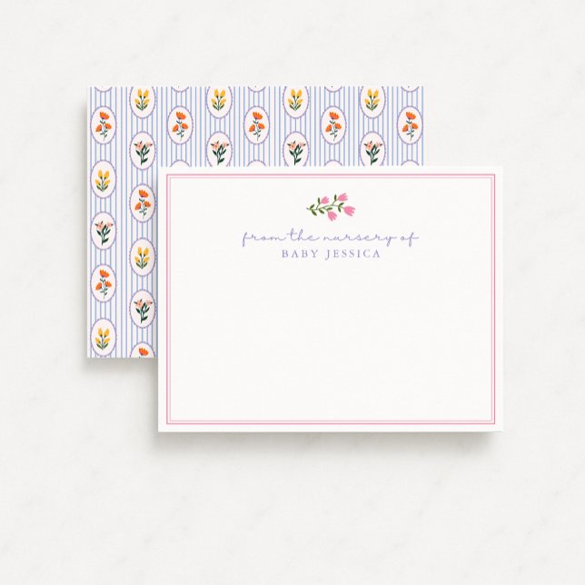 French, floral, pink / blue, from the nursery of,  invitation (Creator Uploaded)