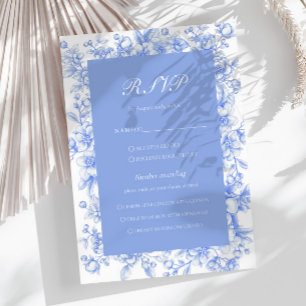 French Floral Something Blue Bridal Shower RSVP Card