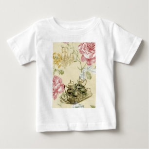French floral Teacup Teapot Paris Tea Party Baby T-Shirt
