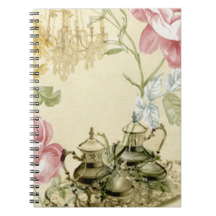 French floral Teacup Teapot Paris Tea Party Notebook