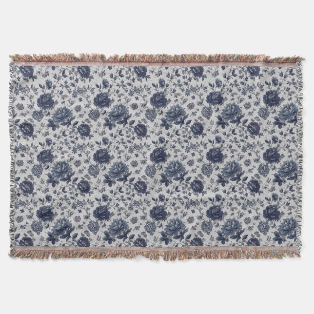 French Floral  Throw Blanket (Front)