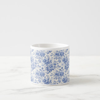 French floral toile blue espresso cup