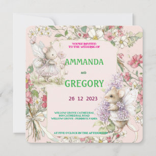 French Floral Toile Blue Invitation