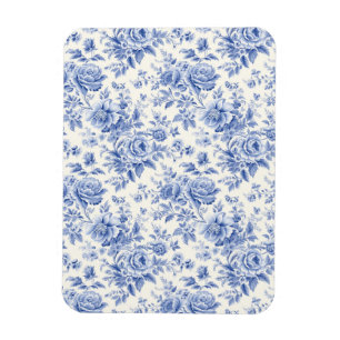 French floral toile blue magnet