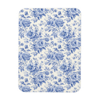 French floral toile blue magnet