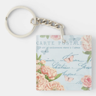 French floral vintage keychain w/ flowers