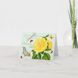 French floral vintage note card w/ beautiful rose