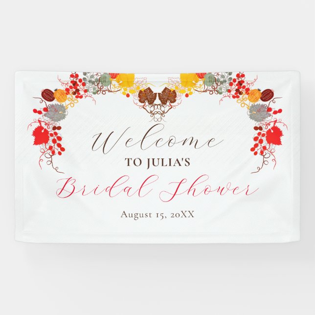 French Florals Sweet Berry Grapes Bridal Shower Banner (Horizontal)