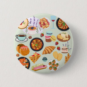 French Food 6 Cm Round Badge