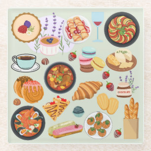 French Food Glass Coaster